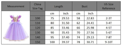 Summer Rapunzal Girl Princess Dress Cosplay Tangled Halloween Birthday Party Vestido Kids Birthday Costume