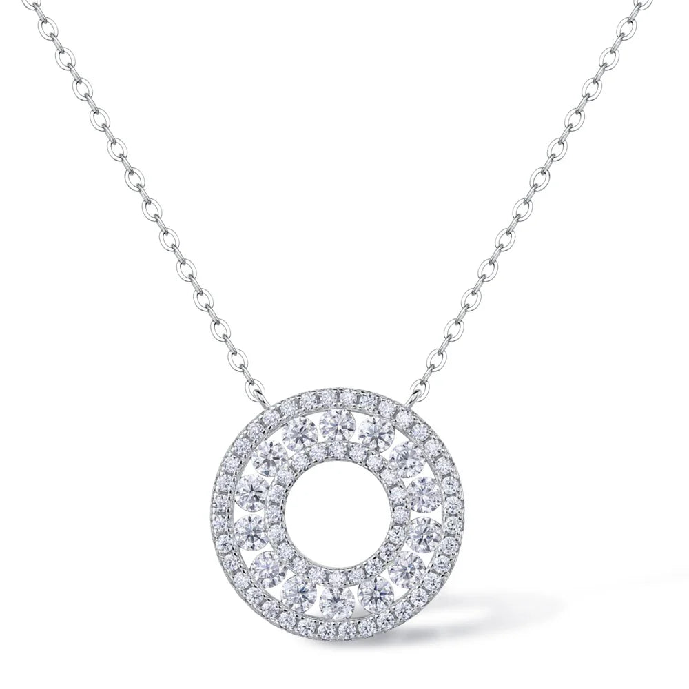 Full Moissanite Pendant Necklace 925 Sterling Silver 18k Gold Plated Diamond Clavicle Chain for Women Wedding Jewelry collares