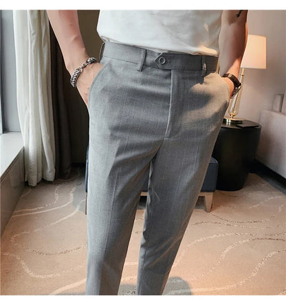 High Quality Fashion Striped Casual Men's Suit Pants 2026 New Business Office Social Wedding Slim Fit Trousers Oversized Size