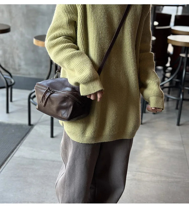 2026 New Leisure Genuine Leather Lightweight Women Shoulder Crossbody Bag Retro Soft Cowhide Versatile Bag