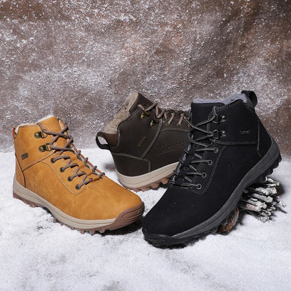 2024 Fashion Outdoor Winter Snow Boots For Men Male Sneakers Adult Quality Rubber High Top Super Warm Plush Warm Ankle Boots