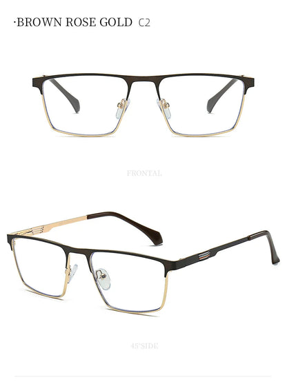New Metal Eyeglasses Square Frame Business Casual Anti-blue Light Reading Glasses Men's Prescription Customized 6915