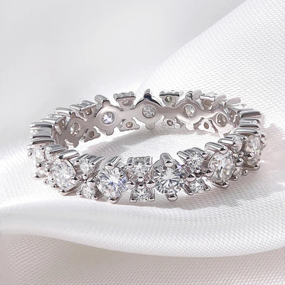 1.56CTTW 100% All Moissanite Wedding Rings for Women Dating Ring Full Eternity Bands S925 Sterling Silver Plated 18k GRA