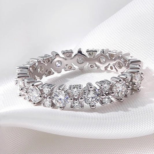 1.56CTTW 100% All Moissanite Wedding Rings for Women Dating Ring Full Eternity Bands S925 Sterling Silver Plated 18k GRA
