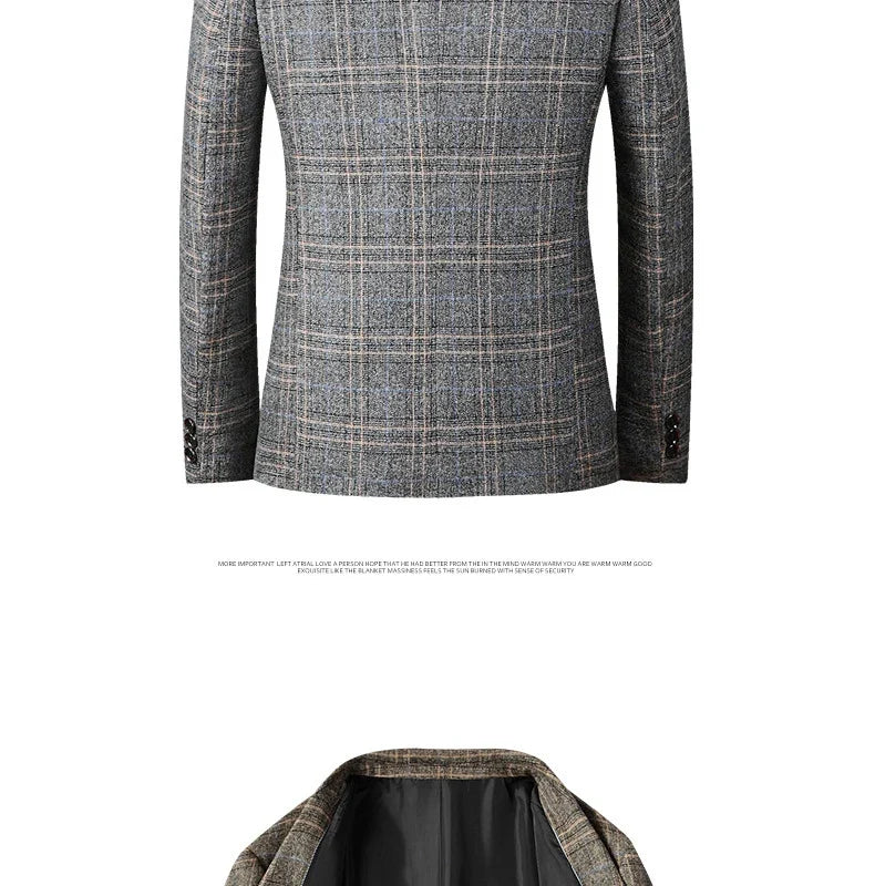 New Men Blazer Slim Fit Plaid Long Sleeve Smart Casual Blazer for Men 2026 Spring and Autumn Wedding Coat for Men Clothes
