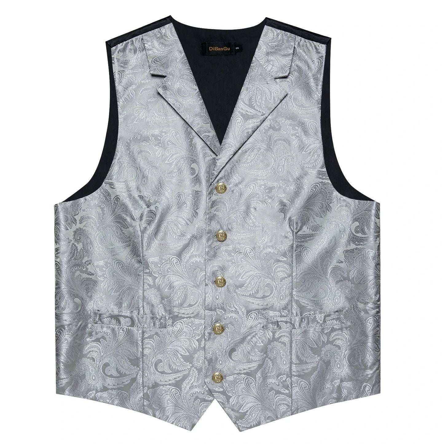 Men's Vest Tie Set Paisley Tuxedo Suit Waistcoat and Necktie Hankerchief Cufflinks for Wedding Party Groom Clothing