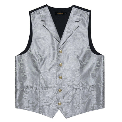 Men's Vest Tie Set Paisley Tuxedo Suit Waistcoat and Necktie Hankerchief Cufflinks for Wedding Party Groom Clothing