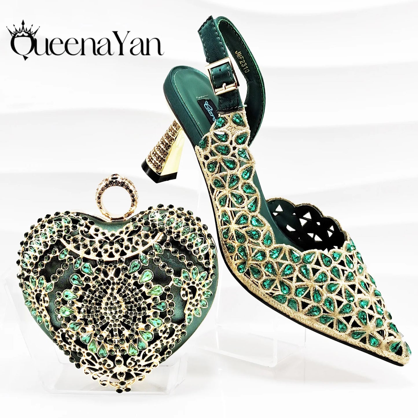 New Shoes and Bags Matching Set Nigerian Women Heel Party for Women Fuchsia Colour Italian Design Wedding INS Design