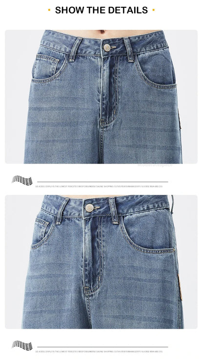 Stretch Jeans Men's 2024 New Lyocell Fabric High Quality Soft Loose Wide Pants Elastic Waist Casual Denim Trousers Streetwear