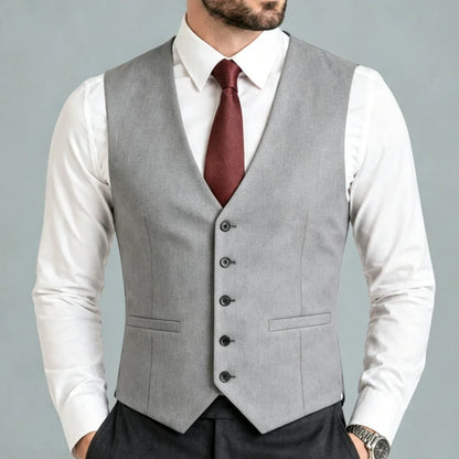Men Vest Black Solid Single Breasted V Neck Waistcoat For Wedding Groom Banquet Party Business Work Casual Daily Men Suit Vest