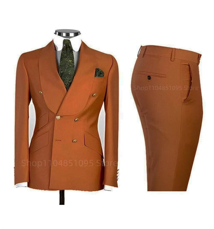 Solid Slim Fit 2 Piece Wedding Men's Tuxedos Formal Groom Suits with Shawl Lapel Blazer And Pants for Prom Party Best Man