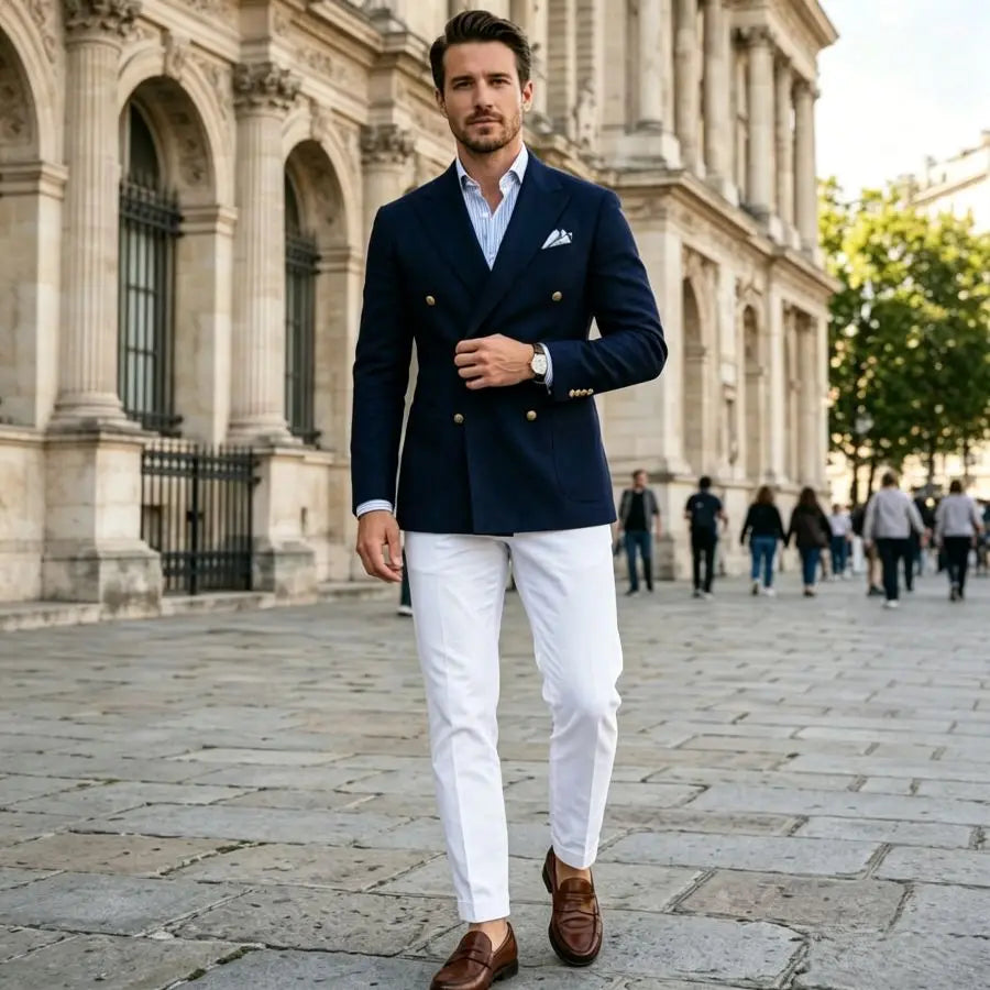 Double Breasted Men Suits 2 Pieces Slim Fit Wedding Suits for Prom Party Groom Tuxedo Blazer Pants Set Formal Outfit 2026 New