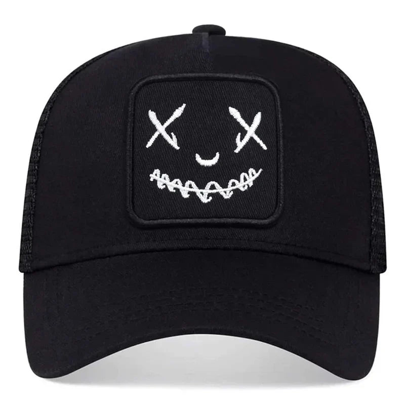 Unisex Baseball Cap Smile Face Patch Pattern Caps Men Women Summer Trucker Hat