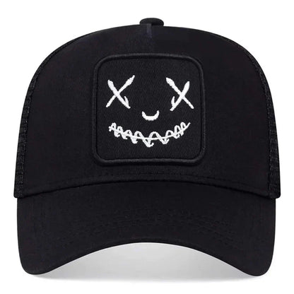 Unisex Baseball Cap Smile Face Patch Pattern Caps Men Women Summer Trucker Hat