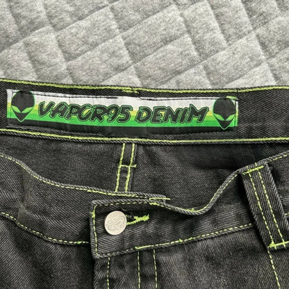 2025 European and American autumn winter jeans casual wide-leg Harajuku alien pattern trousers hip-hop high street gothic jeans