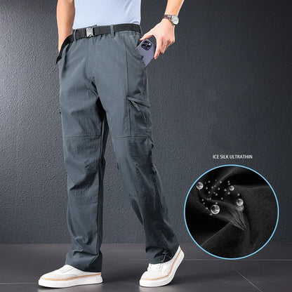 2026 New Hiking Pants Men Spring Summer Ice Silk Cooling Lightweight Outdoor Casual Pants for Men Quick Dry Fishing Travel Pants
