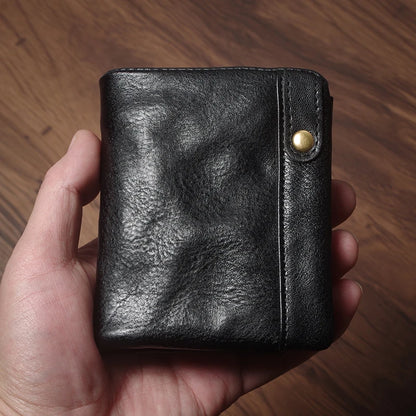 Luxury Genuine Leather Small Lightweight Bifold Wallet Men Women Money Clip Credit Card Holder with Hidden Zipper Pocket