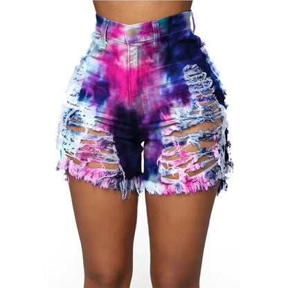 shorts women shorts hole denim high waist sexy print wholesale dropshipping