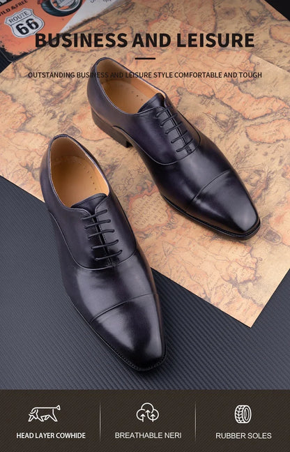High Quality Handmade Mens Oxford Leather Shoes Inner Suture Genuine Leather Men Dress Shoes Business Formal Leather Shoes