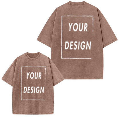 Men's and Women's Cotton Washed T-Shirt Custom Printed T-Shirt 230G Top DIY Your Favorite Pattern or Logo Fashionable Custom Top