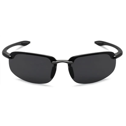 Rimless Polarized Sports Sunglasses Men&Women Tr90 Frame for Running Fishing Baseball Driving （8001）