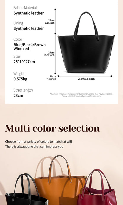 Autumn and Winter Classic Solid Color Retro Handbag, Women's New Large Capacity Tote Bag