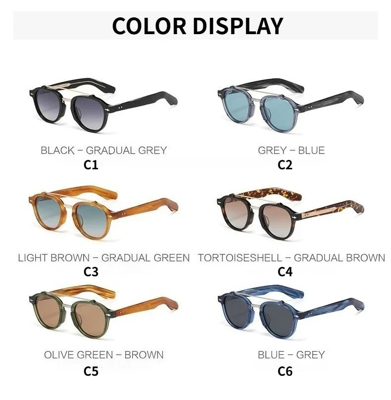 New High-end Flat Top Double Bridges Men Polarized Sunglasses Acetate Square Suneyeglass Women Fashion Retro Gifts Eyewear UV400