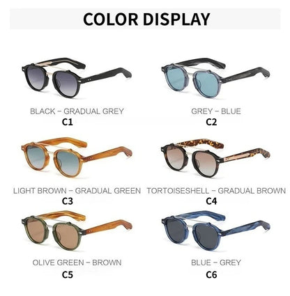 New High-end Flat Top Double Bridges Men Polarized Sunglasses Acetate Square Suneyeglass Women Fashion Retro Gifts Eyewear UV400