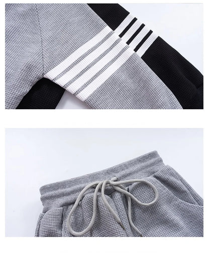 Spring Striped Baby Boys Workout Sweatshirt + Drawstring Sweatpant Sets Kids Tracksuit Child Jumper Pant Jogger Set 2-11 Years