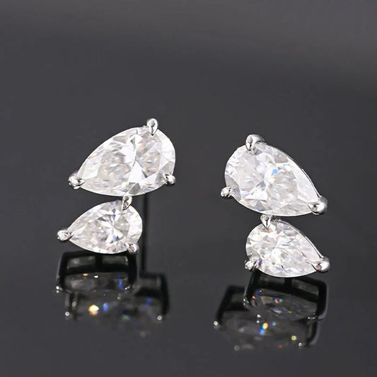 pass test 3CTTW Pear Cut All Moissanite Stud Earrings for Women Sparkling Diamond Wedding Jewelry 925 Sterling Silver
