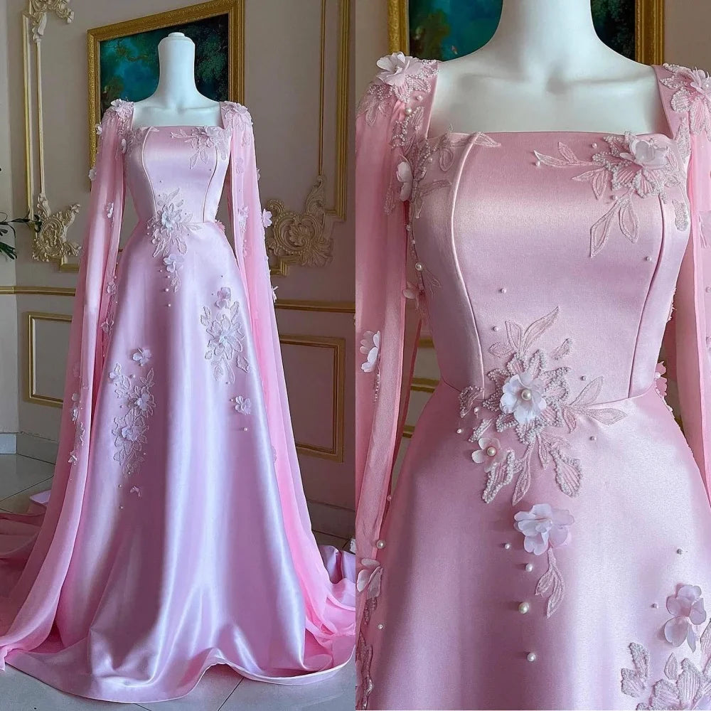 Customized Prom Dress Yipeisha Exquisite Square A-line  Dresses Flower s Выпускное Платье Vestido Largo Robe Longue