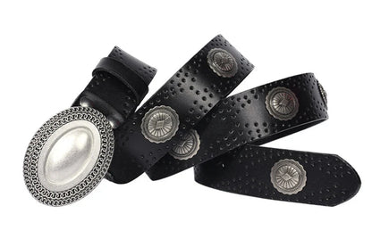 3.8CM Heavy Metal Rivet Men Real Genuine Leather Belt Men Smooth Buckle Stud Punk Jeans Belts For Jeans Strap Rock Cowboy