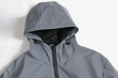 Night Reflective Clothes Spring New Men's Hooded Jacket Outdoor Run Casual Windproof Coat Couples Hip-hop Streetwear S-5XL