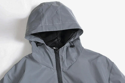 Night Reflective Clothes Spring New Men's Hooded Jacket Outdoor Run Casual Windproof Coat Couples Hip-hop Streetwear S-5XL