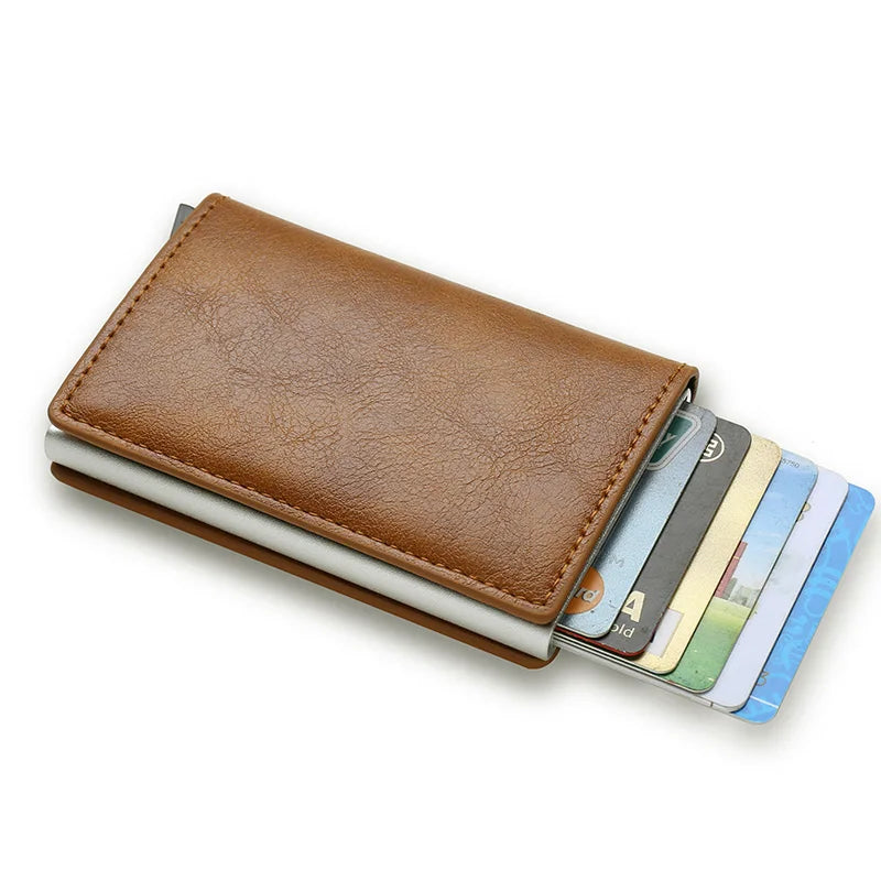 Portefeuilles pour cartes de crédit en fibre de carbone Hommes Marque RFID Noir Magique Pliable Cuir Mince Mini Portefeuille Petit Porte-monnaie Homme