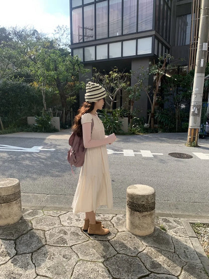 Spring 2025 Chic A-Line Dr Korean Sle Long Svel Women's Faionable Gown Ele Personali Commute Suitable Dr