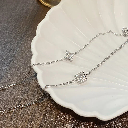 Bracelet en moissanite taille princesse VVS1 D de 5,5 mm pour femme, chaîne élégante pour mariage, bijou en argent pur 925, cadeau d'anniversaire