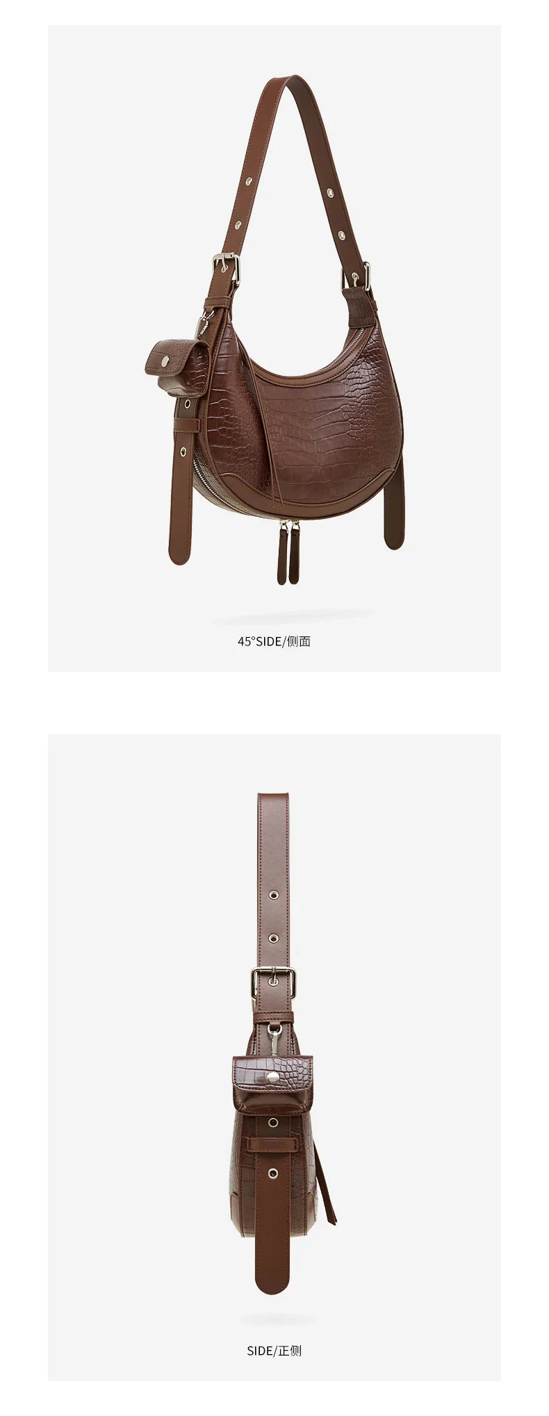 luxury vintage bag women genuine leather half moon bag Shoulder handbags high-end fashion Crossbody bag 2026 new model