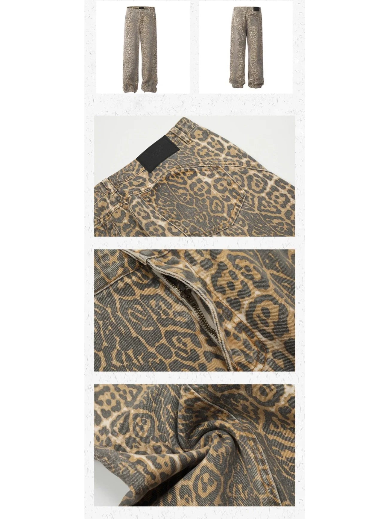 Vintage Leopard Print Jeans Women Spring Oversize Casual Hip Pop Wide Leg Trouser Trend High Waist Panther Denim Pants Ladies