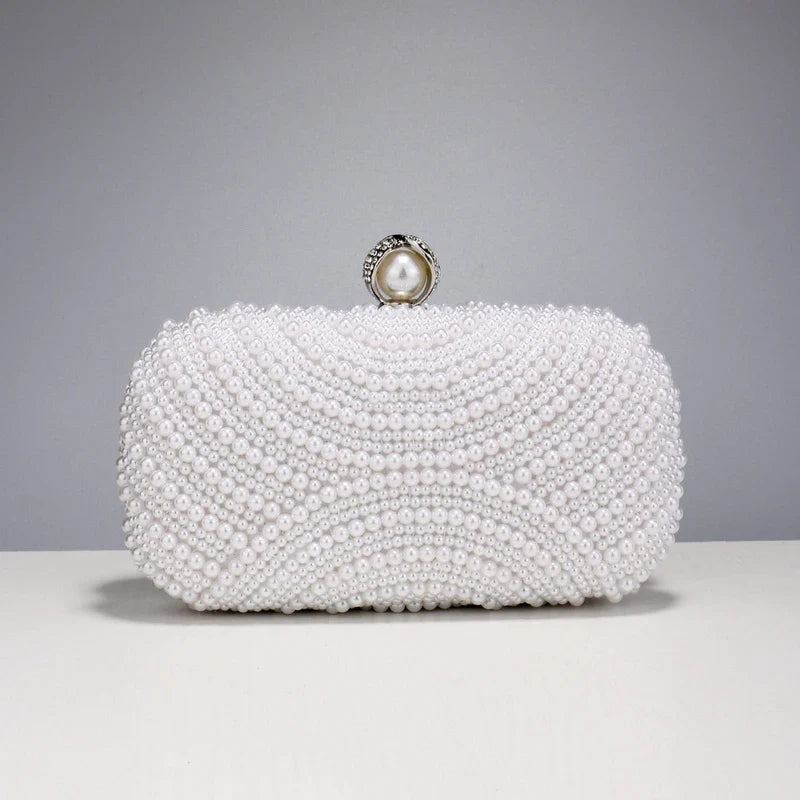Beading Women Evening Bags Vintage Small Chain Shoulder Handbags Pearl Diamonds Metal Ladies Clutch Handbags