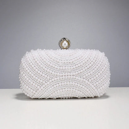 Beading Women Evening Bags Vintage Small Chain Shoulder Handbags Pearl Diamonds Metal Ladies Clutch Handbags