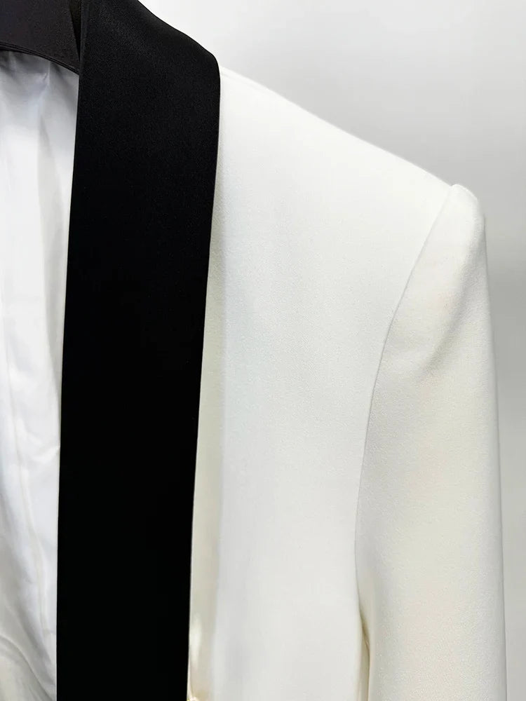 HIGH STREET Newest Fashion 2026 Designer Jacket Women's Shawl Collar Color Block Blazer
