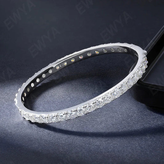 Bracelet jonc en moissanite complète, couleur D, 4 mm, 0,3 carat, certifié GRA, pour femme, en argent sterling S925, avec diamants
