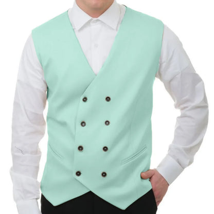 Men Vest White Solid Double Button V Neck Waistcoat For Wedding Banquet Business Party Casual Work Casual Daily Men Suit Vest