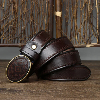 3.8CM Men High Quality Genuine Leather Belt Luxury Smooth Buckle Belts Pure Cowskin Laser Engraving Strap Male Jeans for Man