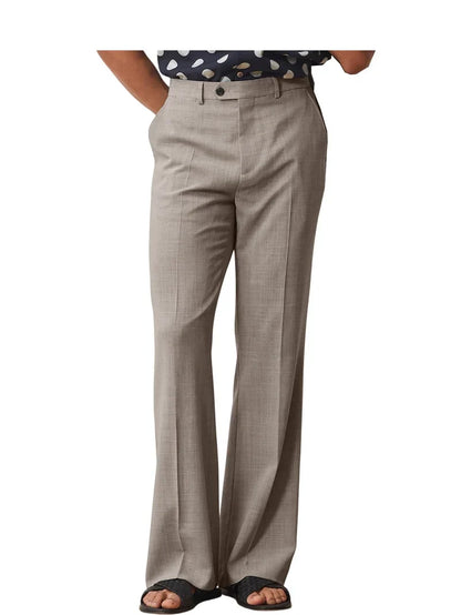 Men's High Waist Flared Pants Linen Blend Slim Fit Bell Bottoms Trousers Lightweight Breathable 70s 60s Disco Vintage Outfits