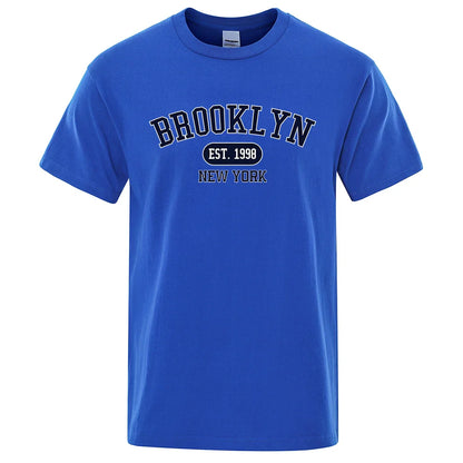 New York Letter T Shirts Man Casual Crewneck Streetwear Breathable Fashion Summer Tops Cotton Loose T-Shirts