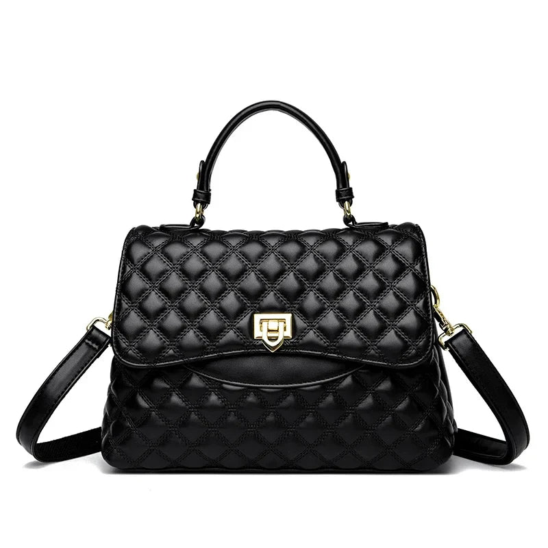 New Women's Soft Leather Shoulder Bags Multi-Layer Pockets Messenger Crossbody Bags Luxury Designer Female Handbags and Purses