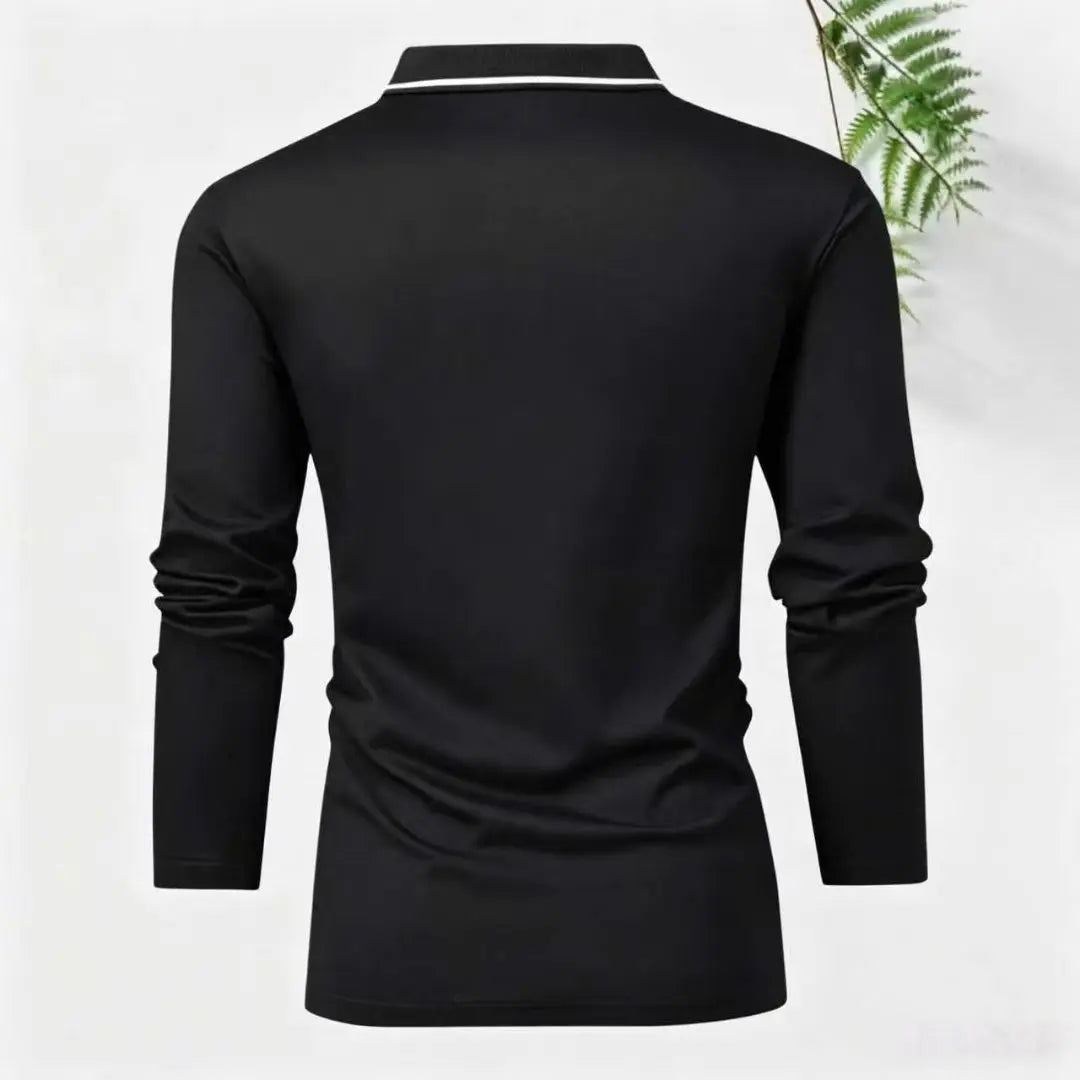 Men's Slim Fit Solid Color Breathable Anti-Wrinkle Polo Shirt Casual Business Long Sleeve Collar Spring Autumn Commute