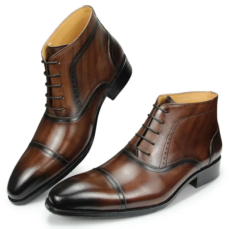 Luxury Men Genuine Leather Ankle Boots Fashion Casual Zapatos De Hombre Suit Work Safety Pointed Toe Cool Trendy Boot Customized
